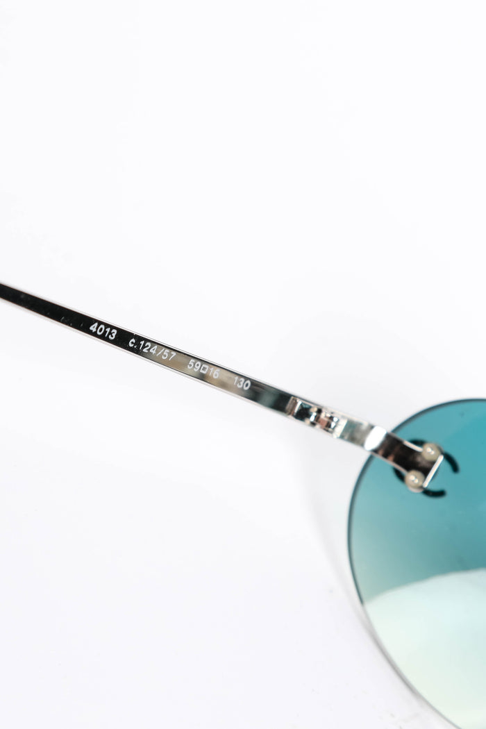 2000s Chanel Blue Oval CC Sunglasses
