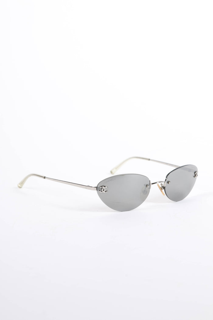 2000s Chanel Grey Oval CC Sunglasses