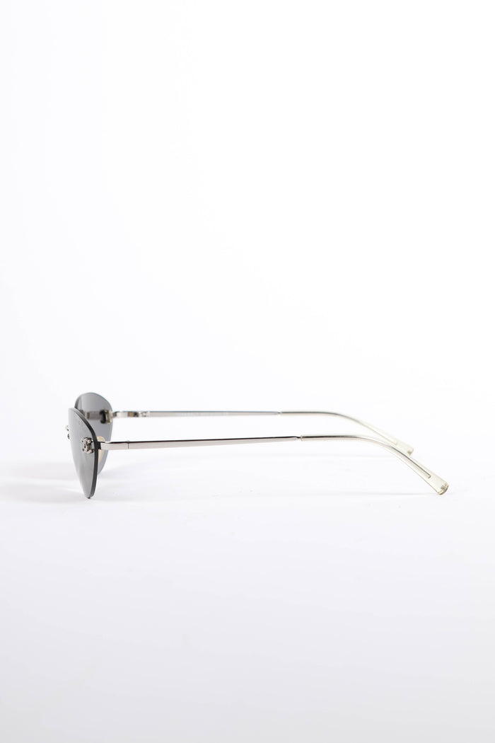 2000s Chanel Grey Oval CC Sunglasses