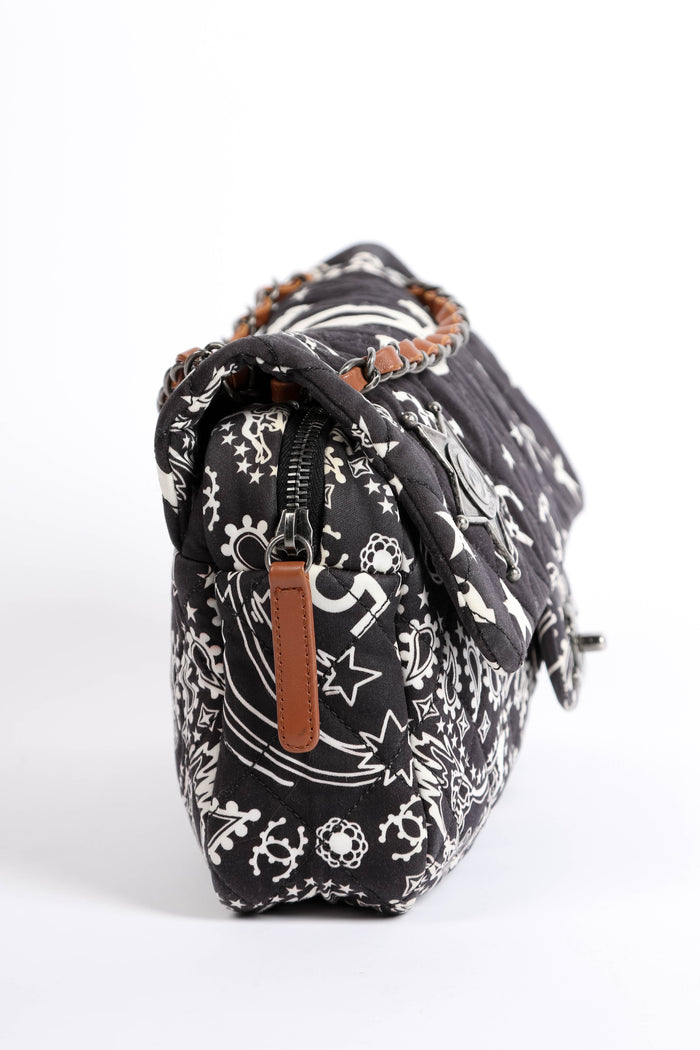 2010s Chanel Black Bandana Paris-Texas Medium Single Flap Shoulder Bag