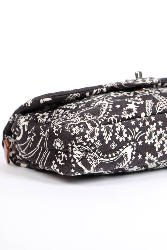 2010s Chanel Black Bandana Paris-Texas Medium Single Flap Shoulder Bag