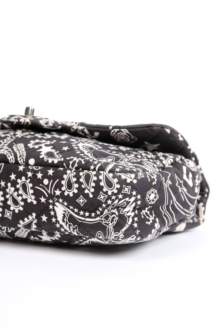 2010s Chanel Black Bandana Paris-Texas Medium Single Flap Shoulder Bag