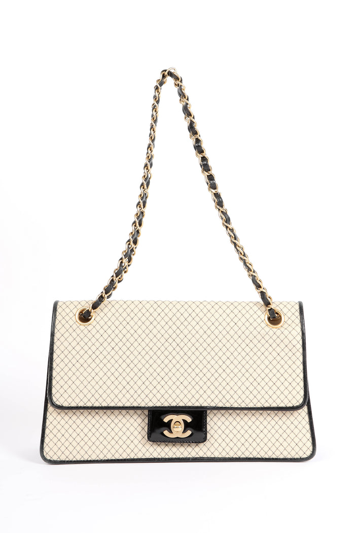 2000s Chanel Cream Quilted Single Flap with Brushed Gold Hardware