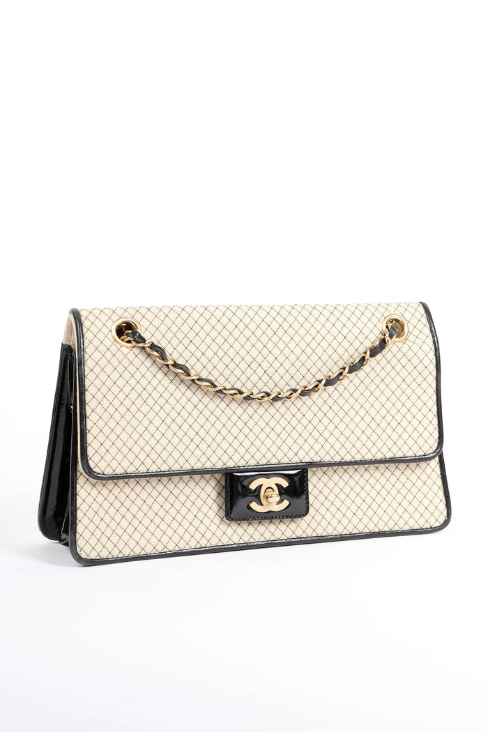 2000s Chanel Cream Quilted Single Flap with Brushed Gold Hardware