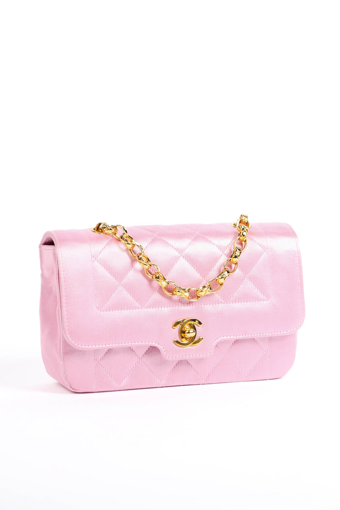 RARE 90s Chanel Baby Pink Silk Mini Single Flap Shoulder Bag