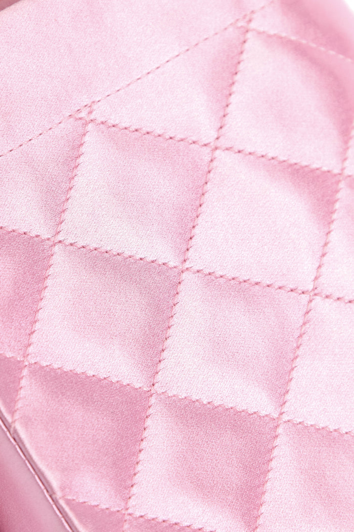 RARE 90s Chanel Baby Pink Silk Mini Single Flap Shoulder Bag