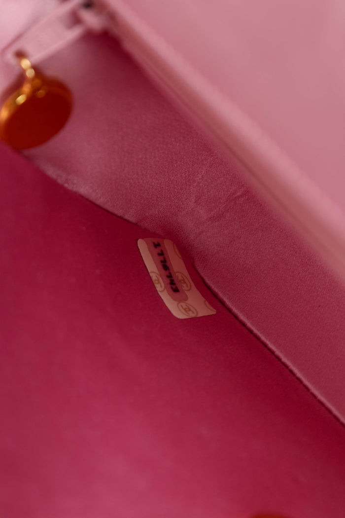 RARE 90s Chanel Baby Pink Silk Mini Single Flap Shoulder Bag