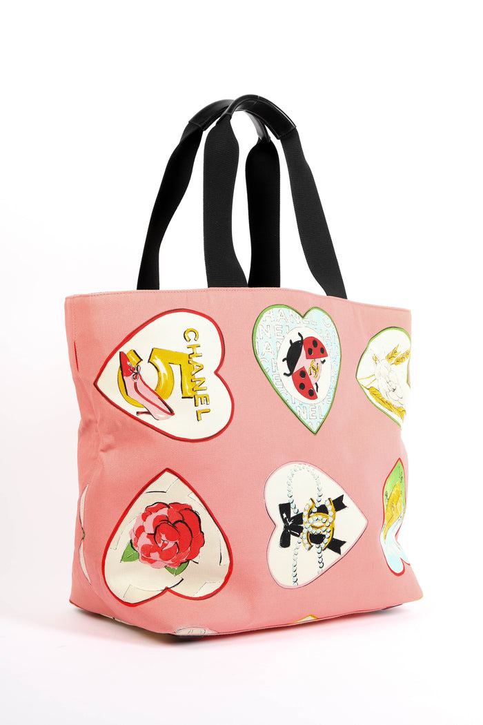 2000s Chanel Pink Canvas Valentines Tote Bag