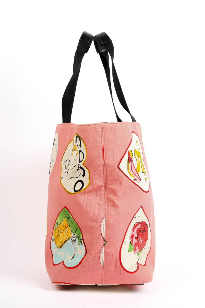 2000s Chanel Pink Canvas Valentines Tote Bag