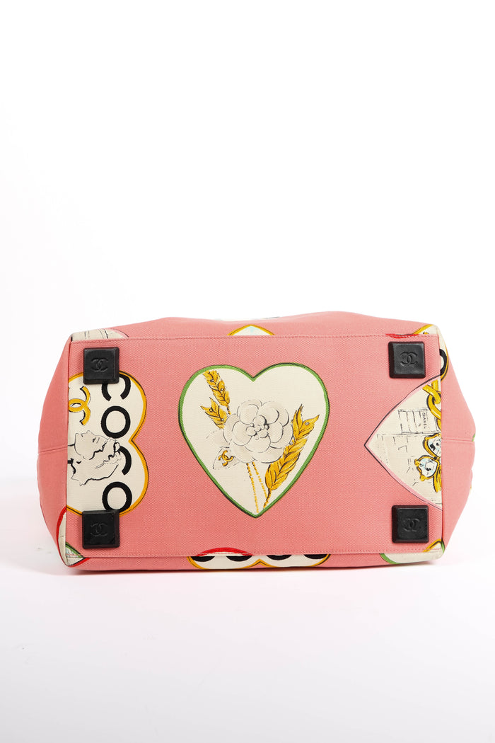 2000s Chanel Pink Canvas Valentines Tote Bag