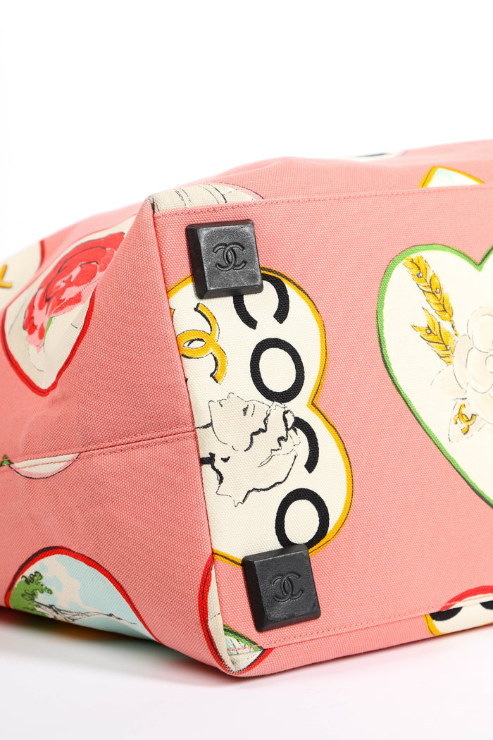 2000s Chanel Pink Canvas Valentines Tote Bag