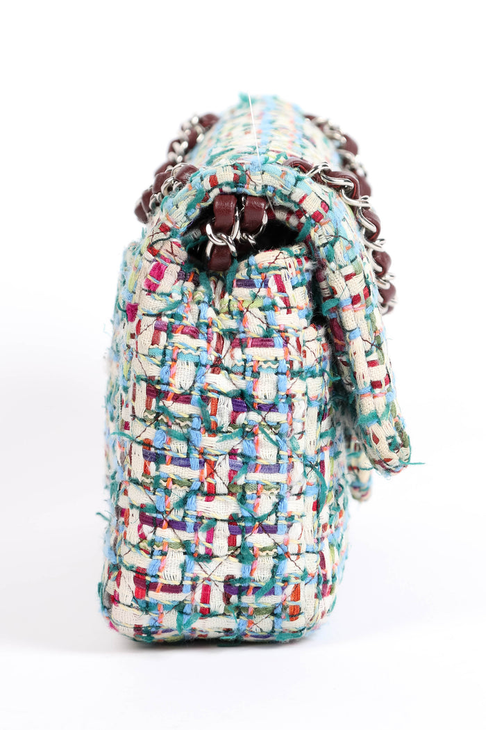 2010s Chanel Multicoloured Tweed Medium Double Flap Shoulder Bag