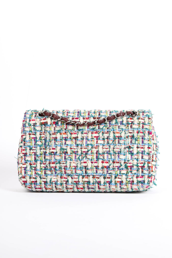2010s Chanel Multicoloured Tweed Medium Double Flap Shoulder Bag