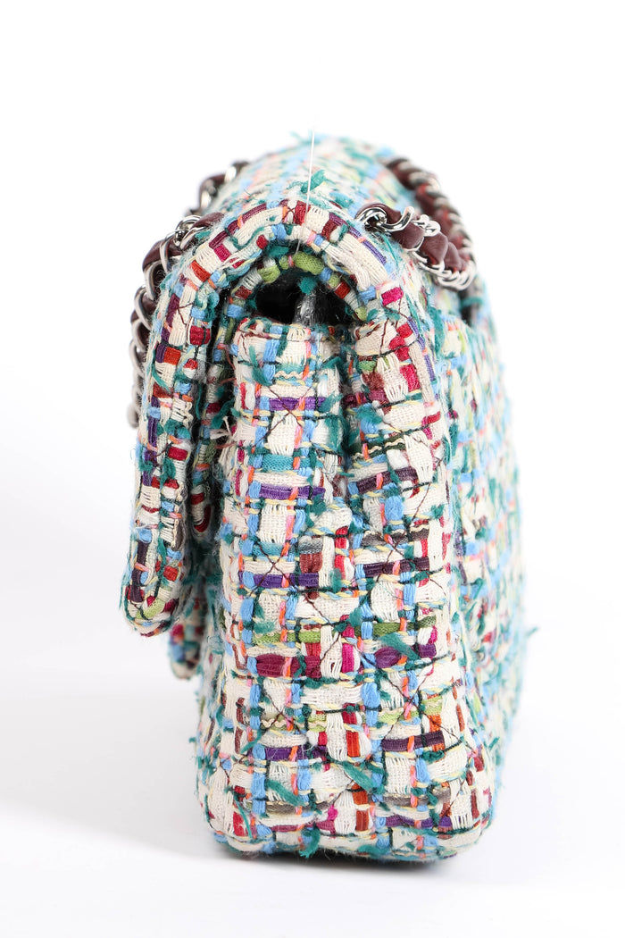 2010s Chanel Multicoloured Tweed Medium Double Flap Shoulder Bag