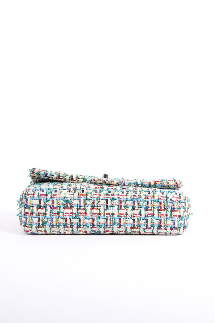 2010s Chanel Multicoloured Tweed Medium Double Flap Shoulder Bag