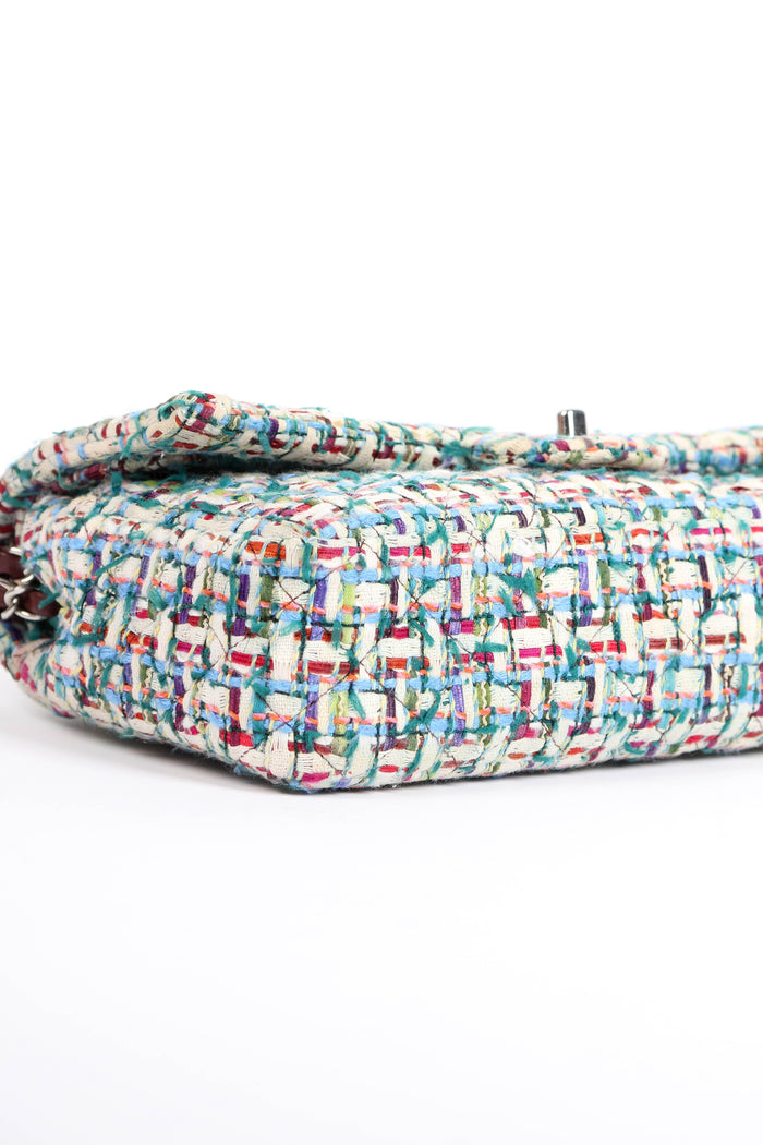 2010s Chanel Multicoloured Tweed Medium Double Flap Shoulder Bag