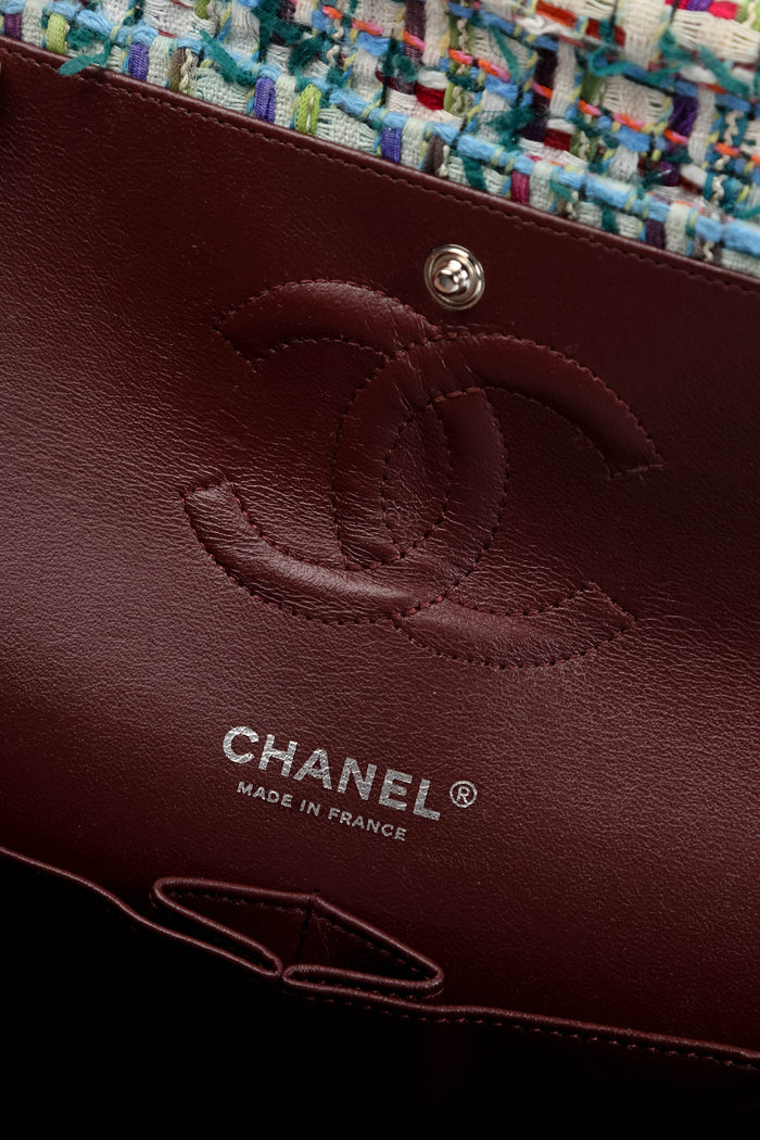 2010s Chanel Multicoloured Tweed Medium Double Flap Shoulder Bag