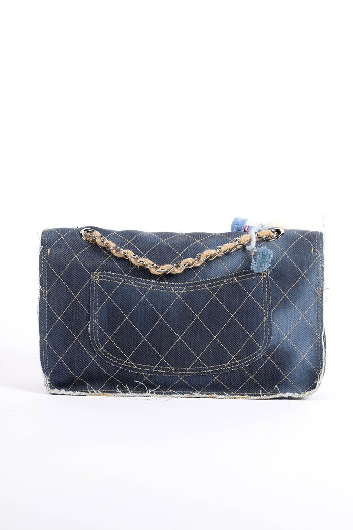 2014 Chanel Denim Paris-Dubai PomPom Medium Flap Shoulder Bag