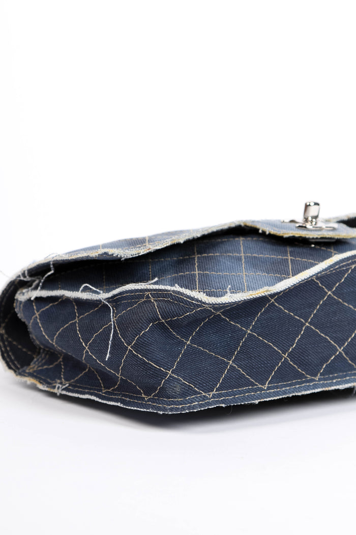 2014 Chanel Denim Paris-Dubai PomPom Medium Flap Shoulder Bag