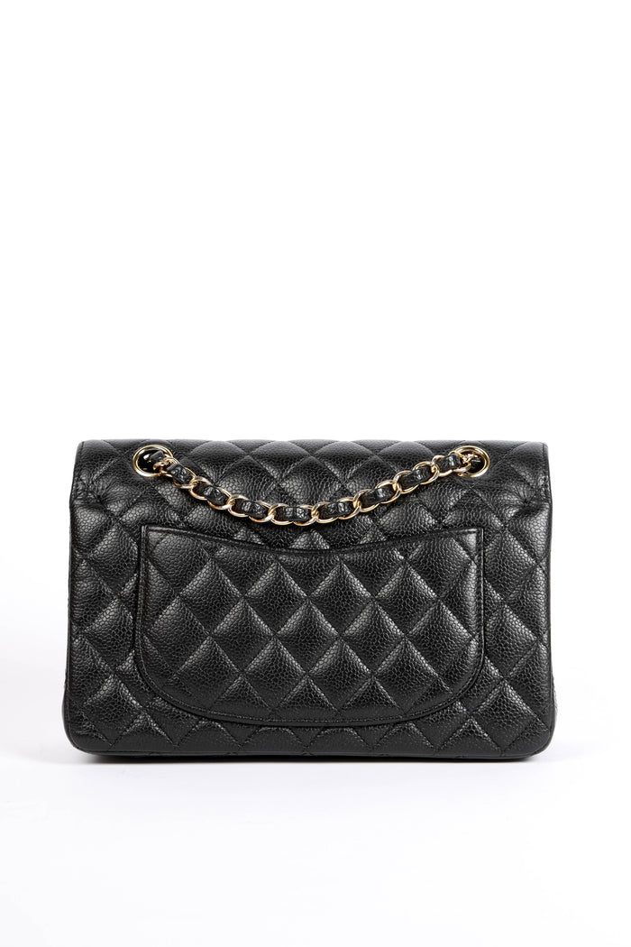 2021 Chanel Black Caviar Leather Small Classic Double Flap Shoulder Bag