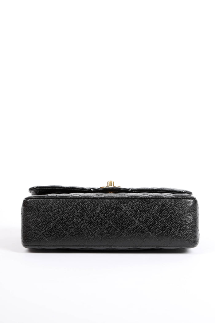 2021 Chanel Black Caviar Leather Small Classic Double Flap Shoulder Bag
