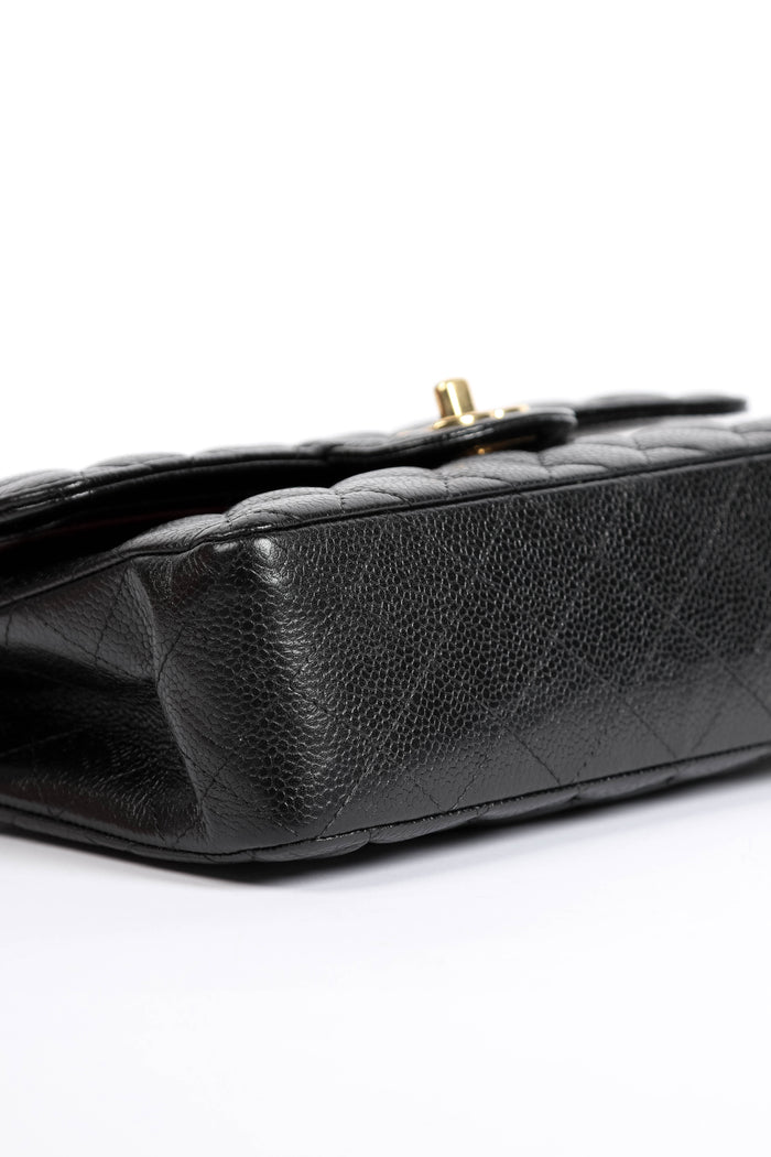 2021 Chanel Black Caviar Leather Small Classic Double Flap Shoulder Bag