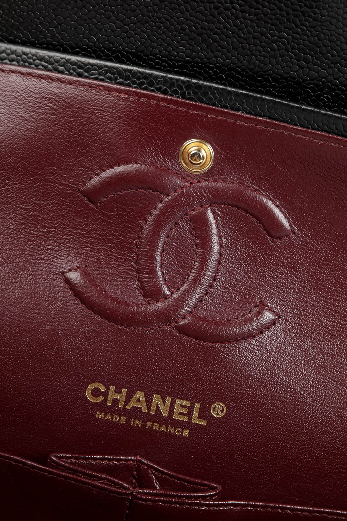 2021 Chanel Black Caviar Leather Small Classic Double Flap Shoulder Bag