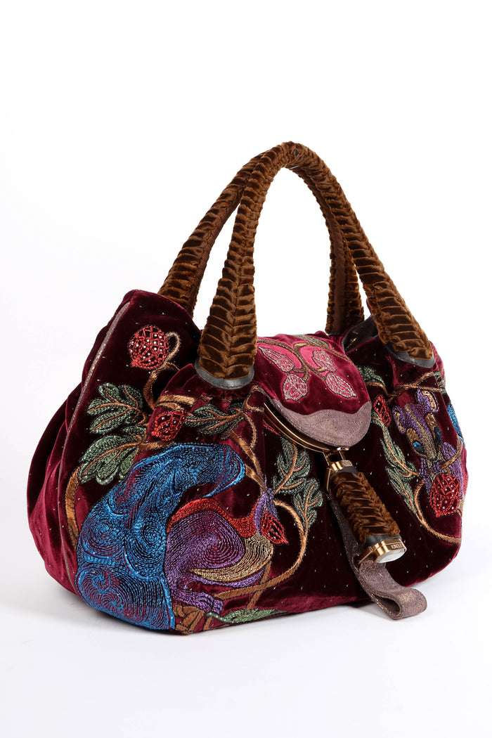 RARE Vintage Fendi Velvet Embroidered Spy Bag