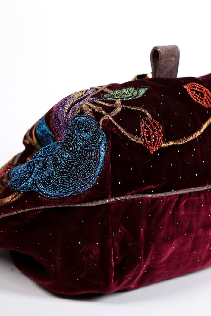 RARE Vintage Fendi Velvet Embroidered Spy Bag