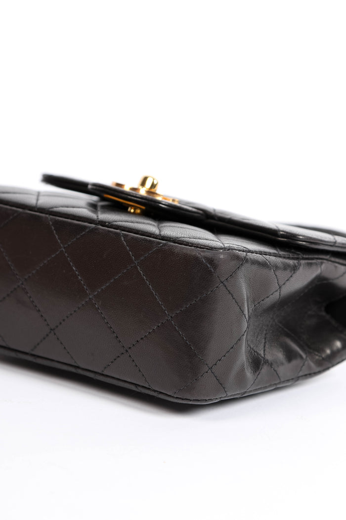 90s Chanel Black Lambskin Leather Mini Top Handle with 24k GHW