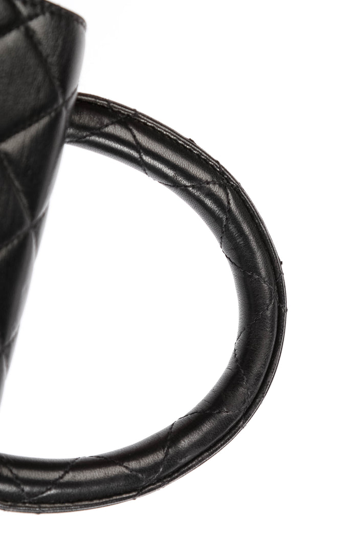 90s Chanel Black Lambskin Leather Mini Top Handle with 24k GHW