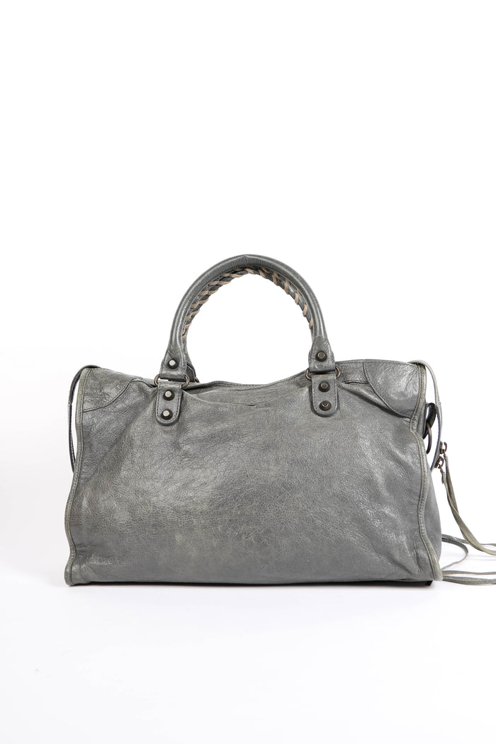 2010s Balenciaga Grey Leather City Bag