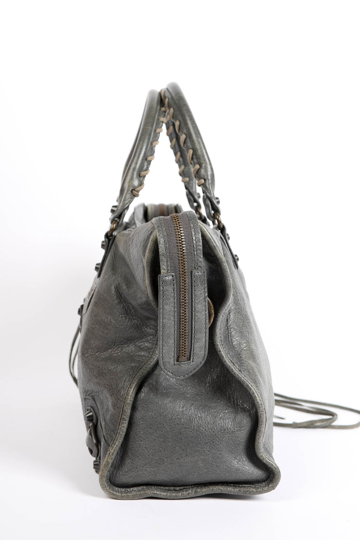 2010s Balenciaga Grey Leather City Bag