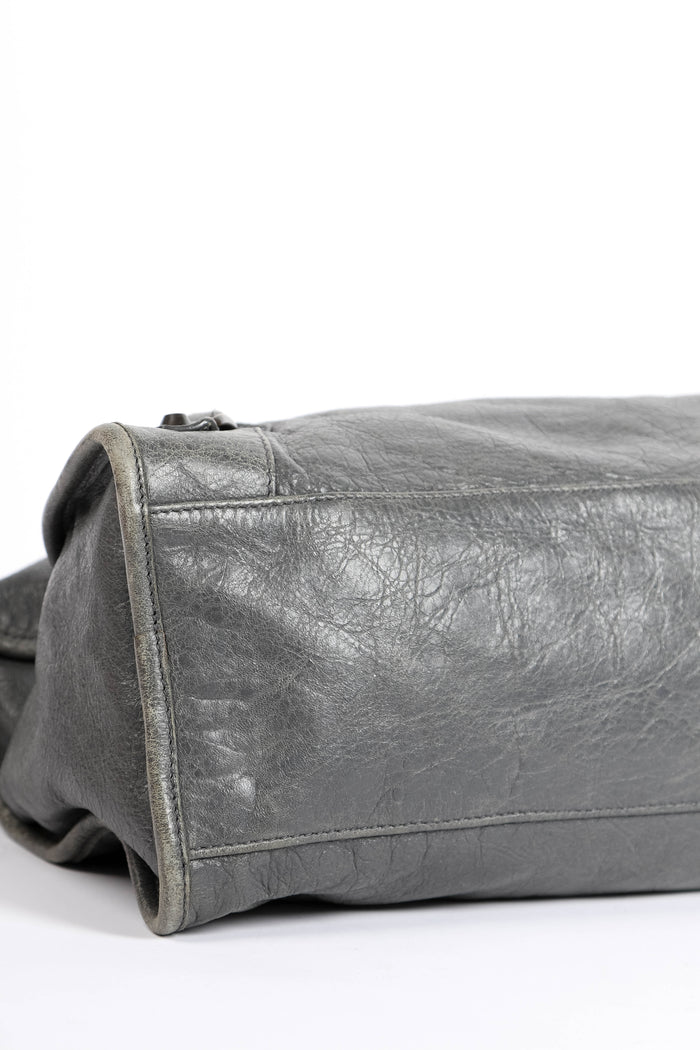 2010s Balenciaga Grey Leather City Bag