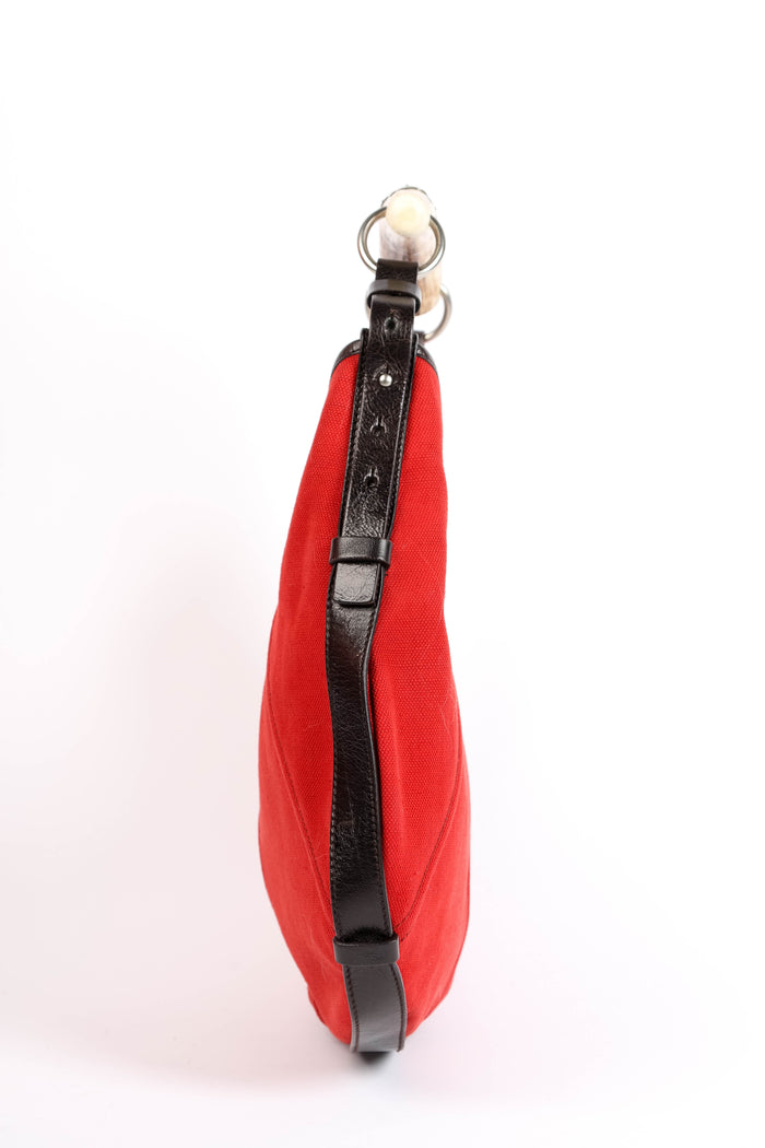 Vintage Yves Saint Laurent Red Canvas Mombasa Shoulder Bag
