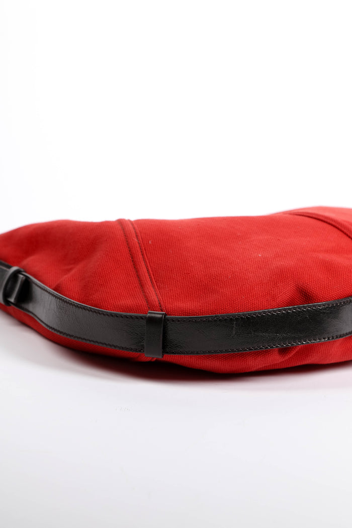 Vintage Yves Saint Laurent Red Canvas Mombasa Shoulder Bag