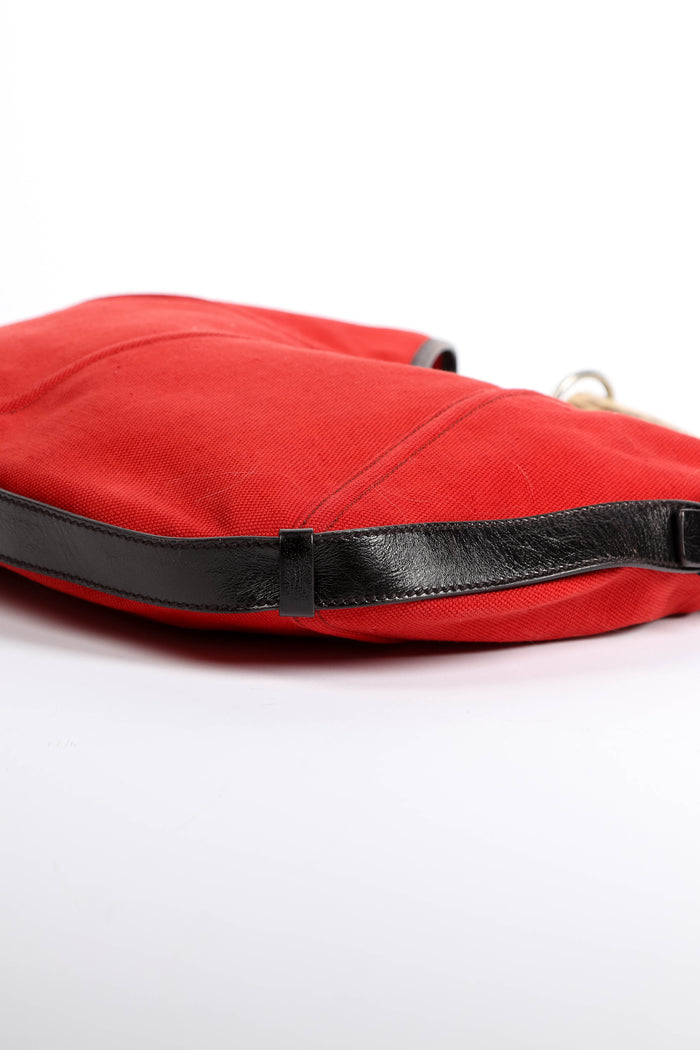 Vintage Yves Saint Laurent Red Canvas Mombasa Shoulder Bag