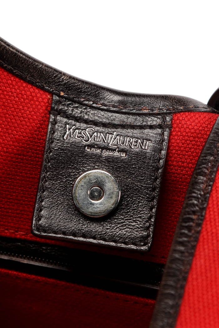 Vintage Yves Saint Laurent Red Canvas Mombasa Shoulder Bag