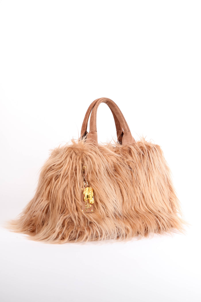 Prada Blush Pink Faux Fur Tote Bag