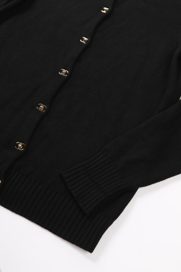 RARE Chanel Black CC Button Cashmere Cardigan FR 38 (UK 10)