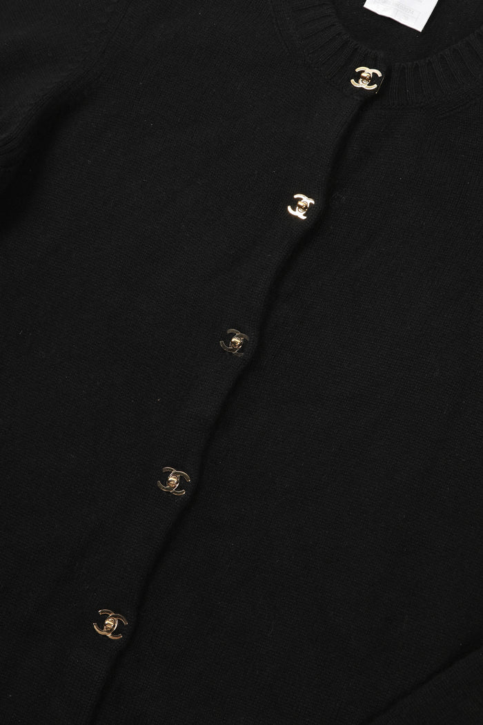 RARE Chanel Black CC Button Cashmere Cardigan FR 38 (UK 10)