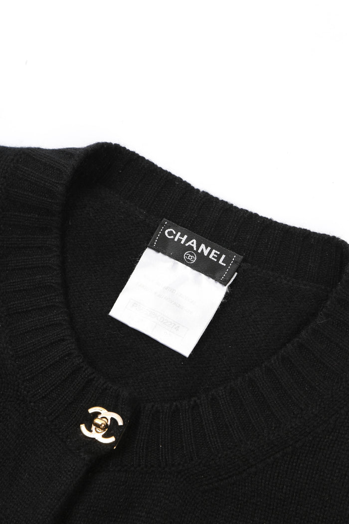 RARE Chanel Black CC Button Cashmere Cardigan FR 38 (UK 10)