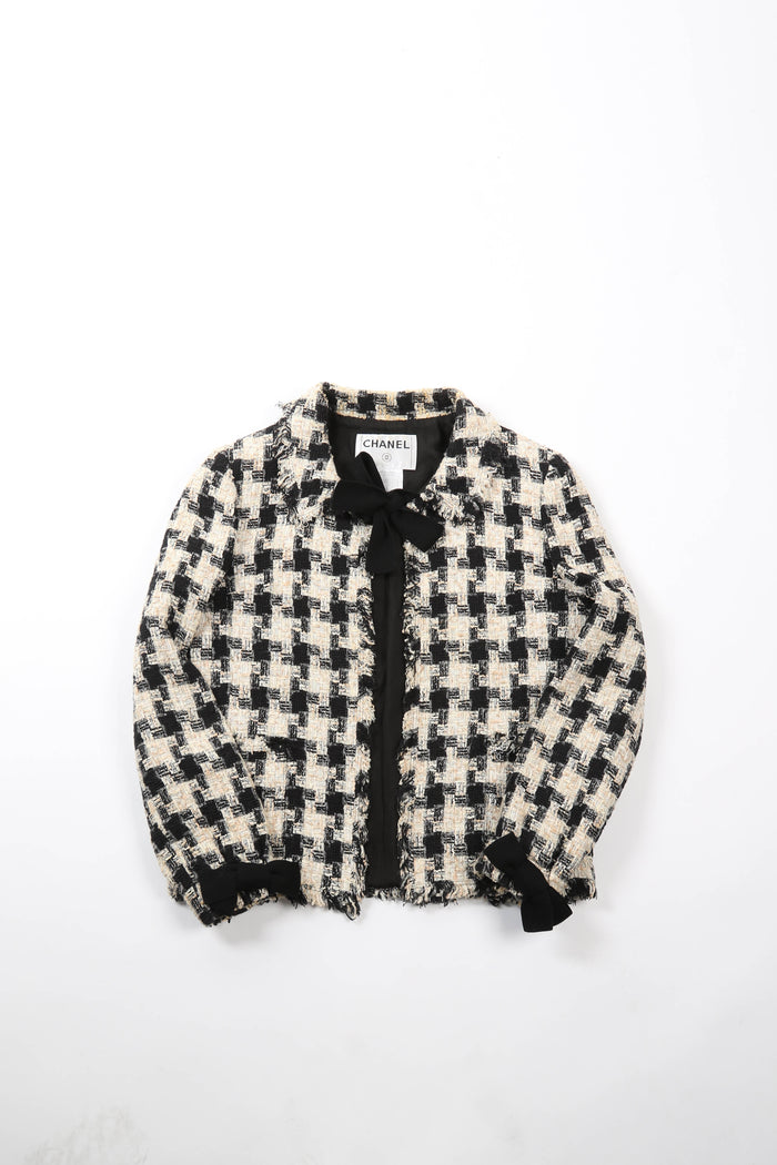 2000s Chanel Houndstooth Tweed Jacket FR36 (UK 8)