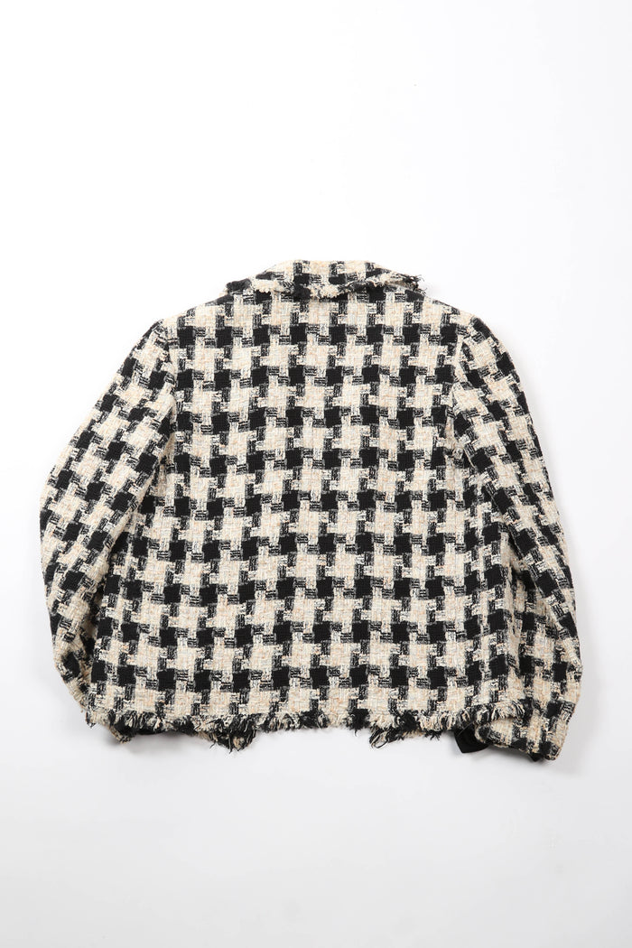 2000s Chanel Houndstooth Tweed Jacket FR36 (UK 8)