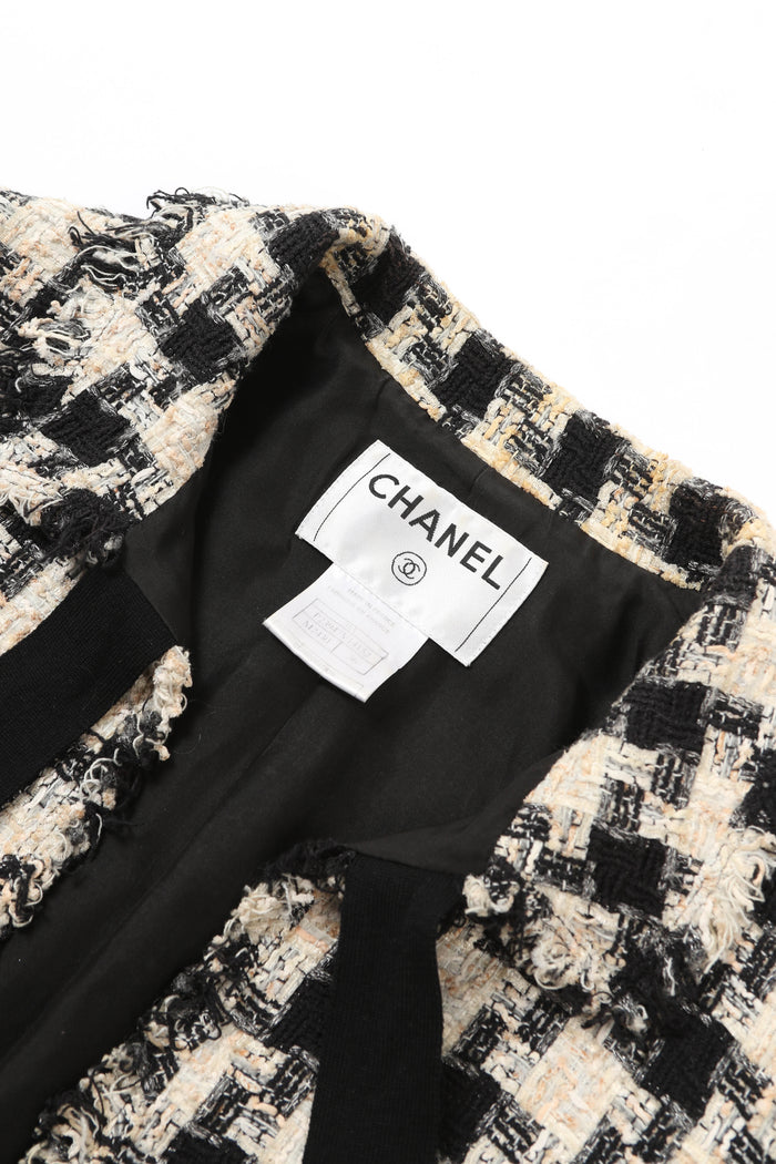 2000s Chanel Houndstooth Tweed Jacket FR36 (UK 8)