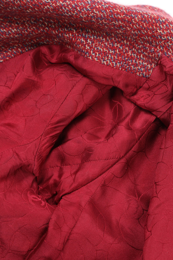 2000s Chanel Red Tweed Jacket and Midi Skirt Suit FR 40 (UK 12)