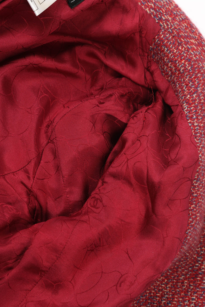 2000s Chanel Red Tweed Jacket and Midi Skirt Suit FR 40 (UK 12)