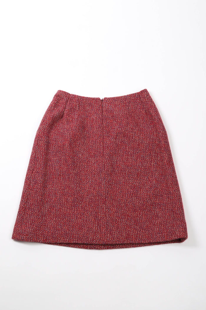 2000s Chanel Red Tweed Jacket and Midi Skirt Suit FR 40 (UK 12)