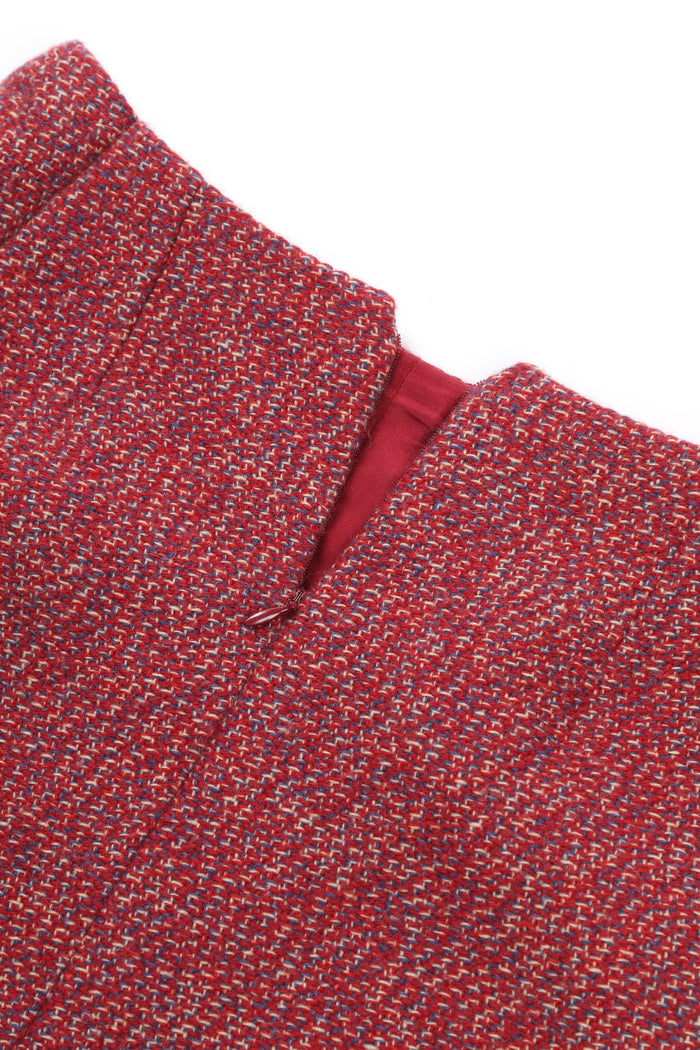 2000s Chanel Red Tweed Jacket and Midi Skirt Suit FR 40 (UK 12)
