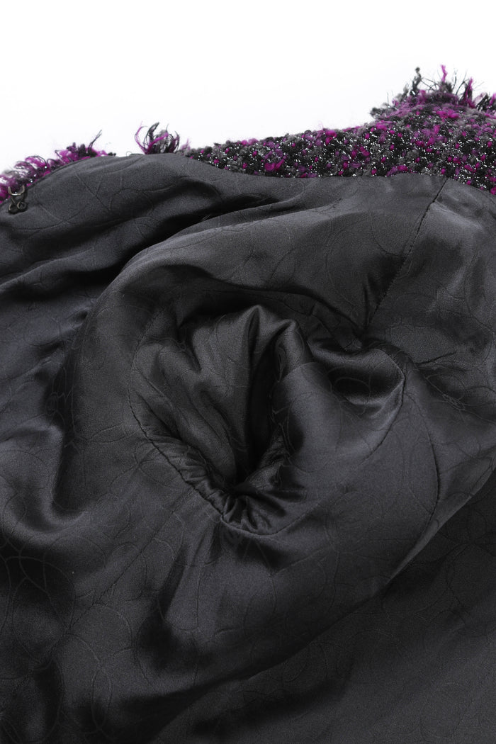 2000s Chanel Metallic Purple Tweed Jacket FR 36 (UK 8)